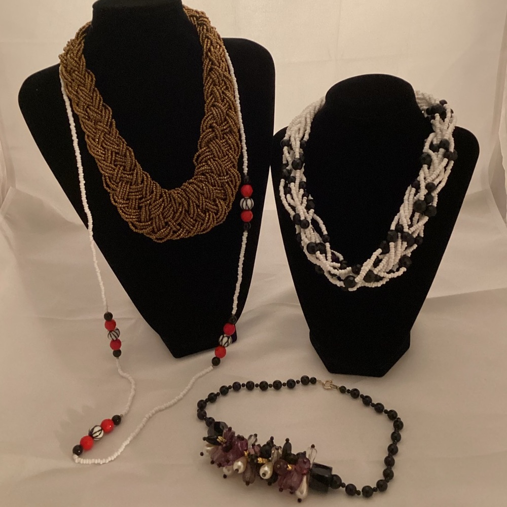 Four beaded necklaces lot